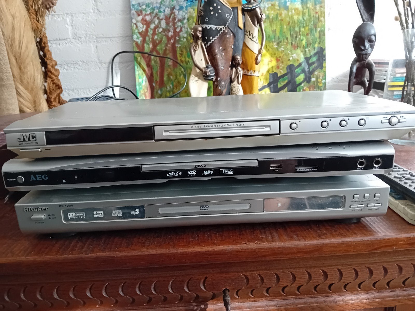 JVC, AEG, Hiteker DVD-spelers - 3 stuks, Ophalen of Verzenden, Gebruikt, Dvd-speler, JVC