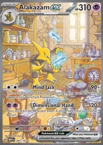 2023 Pokémon Alakazam EX MEW #201 PSA 9, Ophalen of Verzenden, Zo goed als nieuw