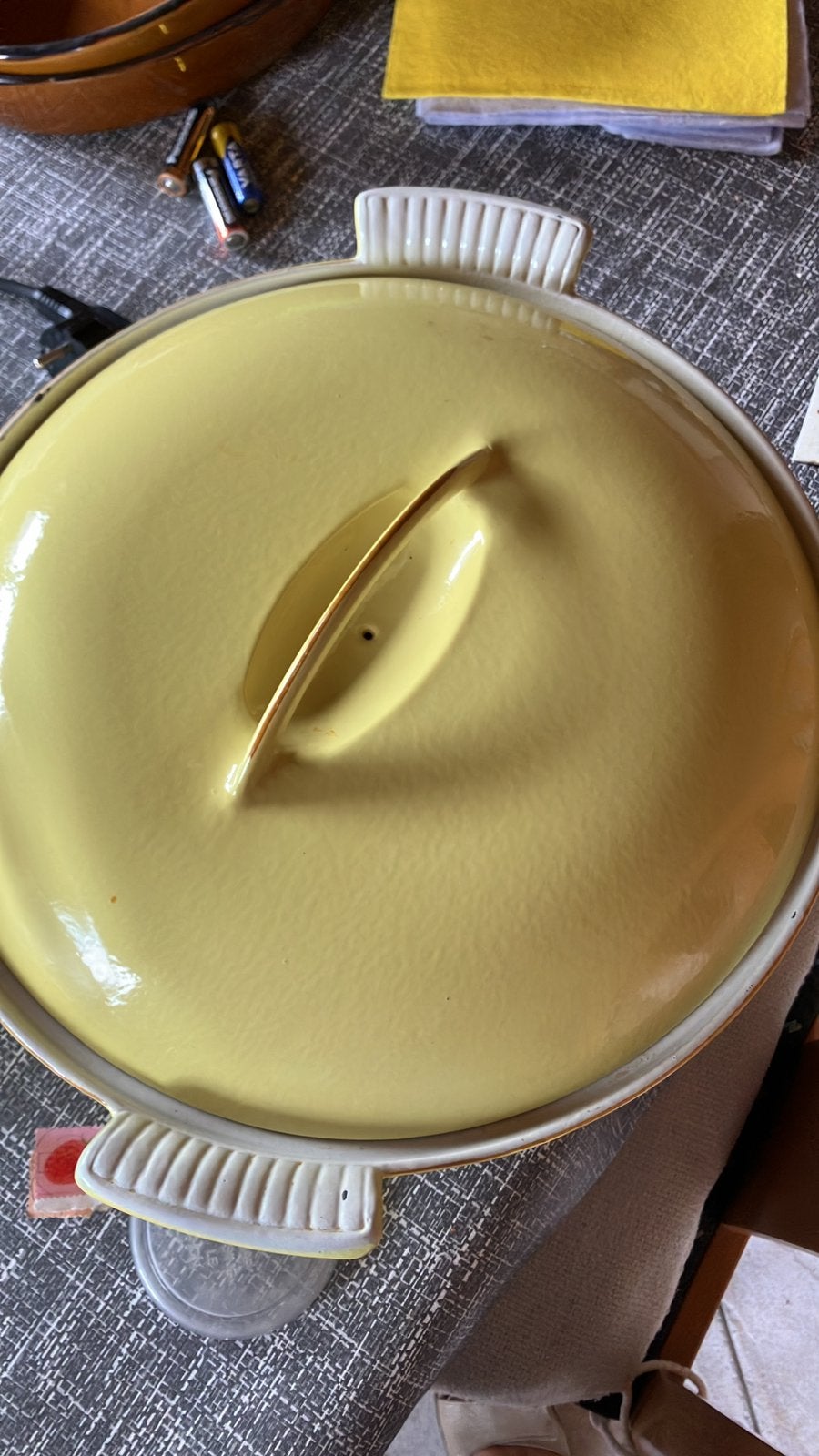 Vintage DRU Geëmailleerde Gietijzeren Braadpan / Stoofpot, Ophalen of Verzenden, Gebruikt, Gietijzer