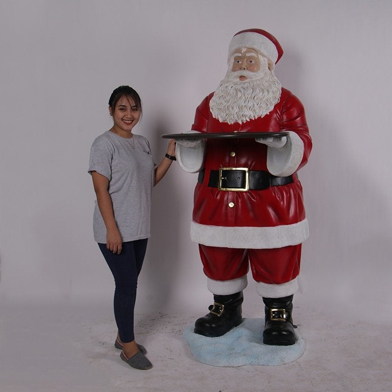 Santa with Tray – Kerstman beeld - Hoogte Kerstman 183 cm, Ophalen, HorecaBeelden, Nieuw, HorecaBeelden