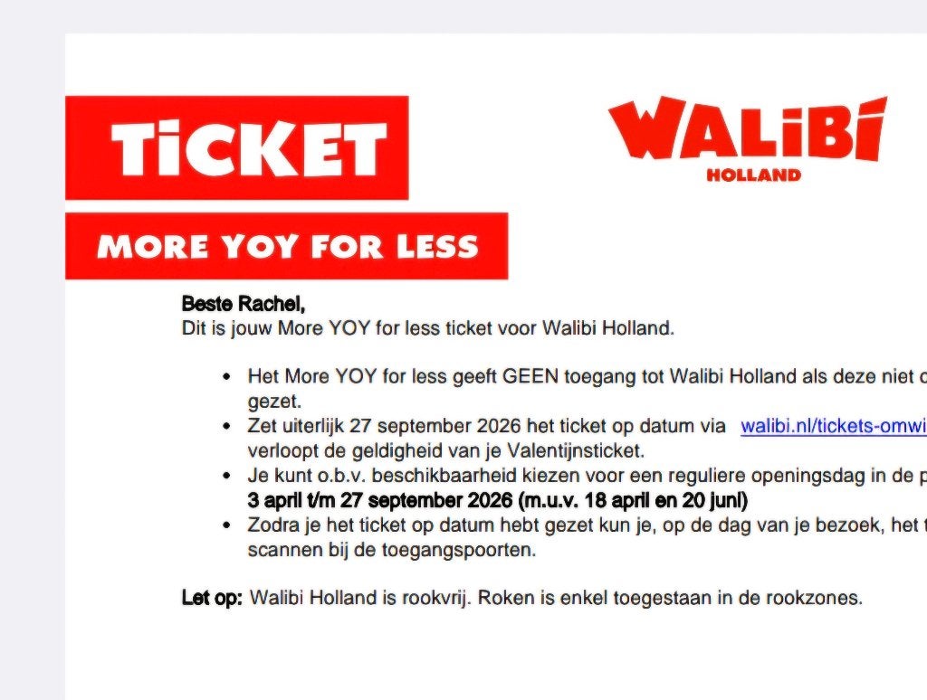 2x Walibi codes voor kaartjes, Tickets en Kaartjes, Twee personen, Ticket of Toegangskaart