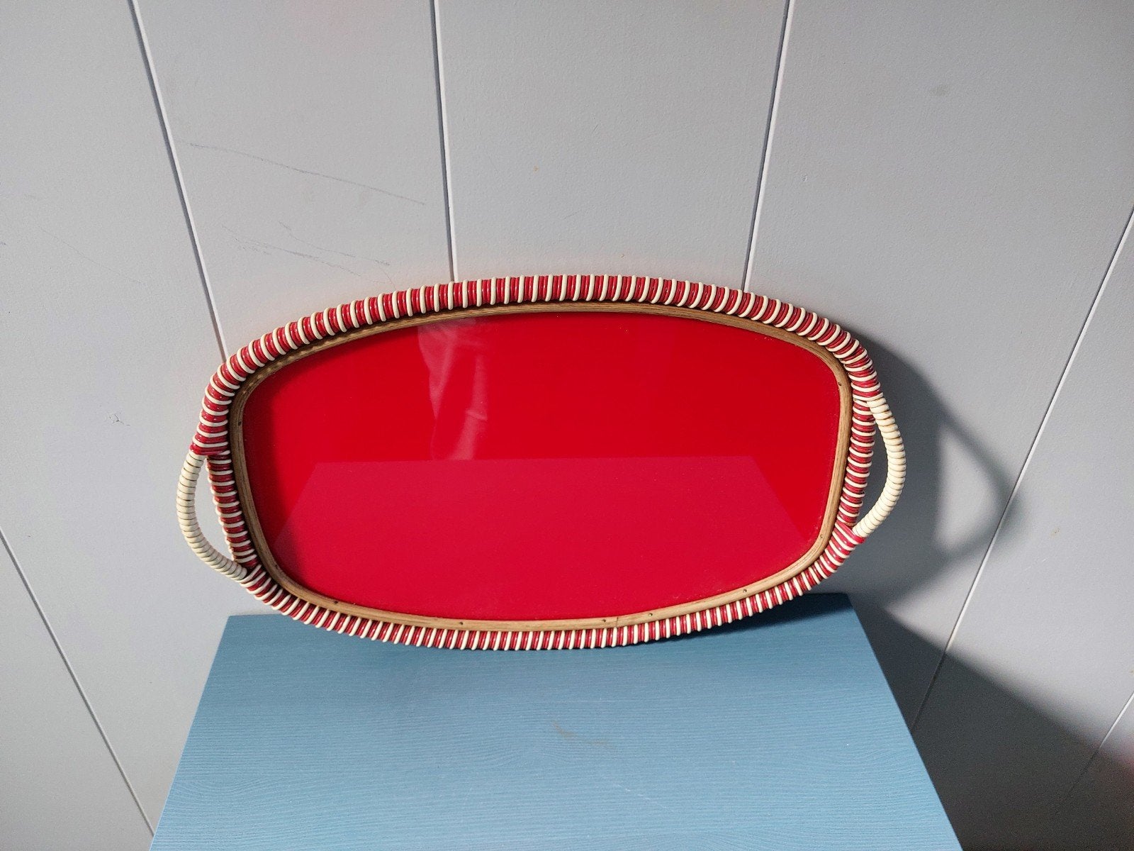 Vintage retro dienblad rood jaren 50 60, Ophalen of Verzenden, Overige stijlen, Overige typen
