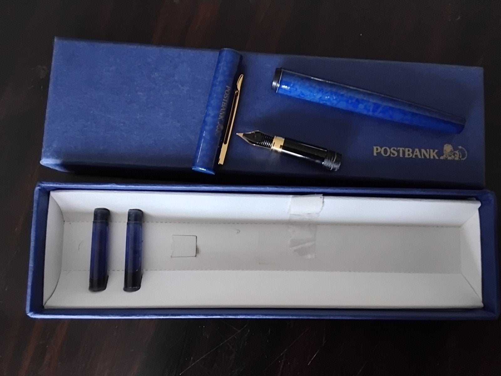 Postbank vulpen met doosje en inktpatronen, Verzamelen, Overige merken, Nieuw, Met doosje, Ophalen of Verzenden