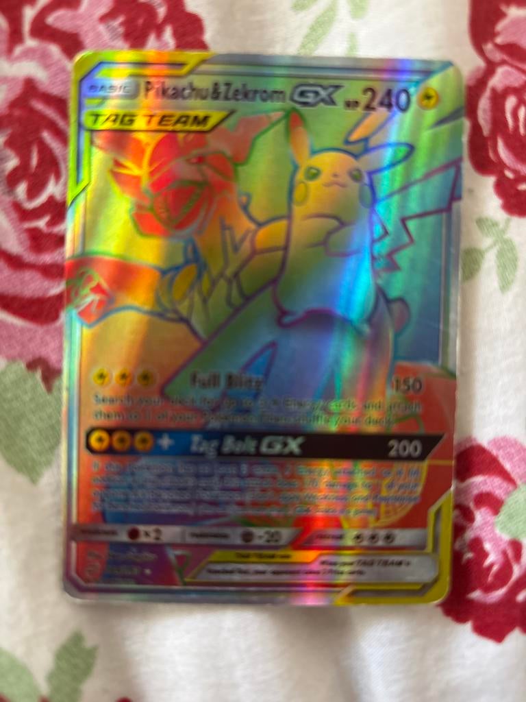 Pikachu & Zekrom GX TAG TEAM Pokémon Kaart, Ophalen of Verzenden, Zo goed als nieuw, Losse kaart, Foil