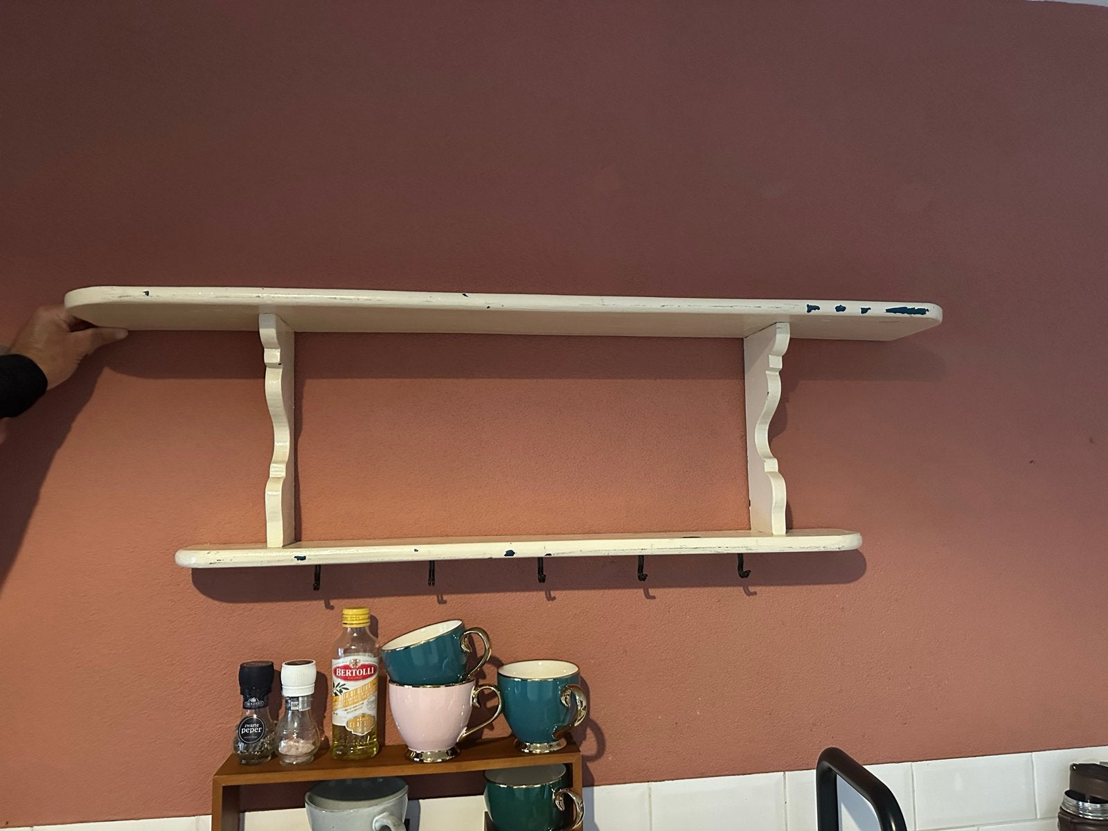 Brocante wandrek regaal, Hout, Ophalen of Verzenden, Wit, Overige typen