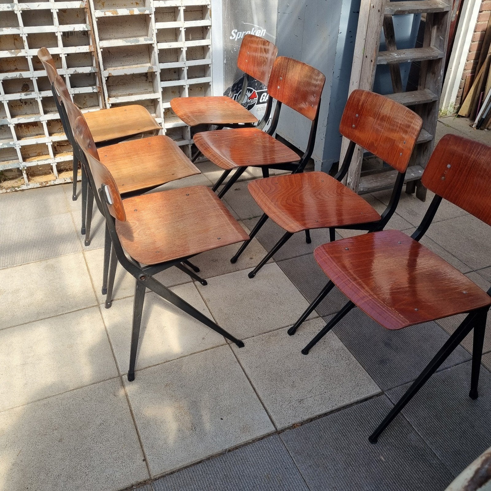 prachtige Marko Ynske Kooistra stoelen iconisch model S201, Ophalen, Gebruikt, Bruin, Vijf, Zes of meer stoelen