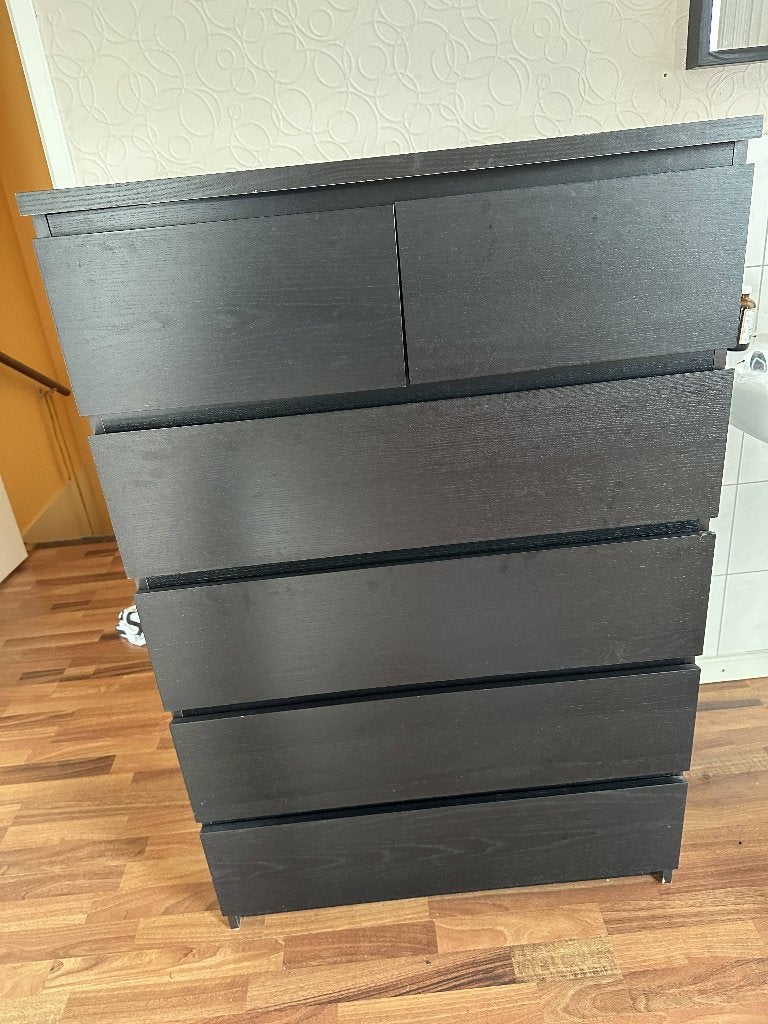 IKEA malm 6-laden kast zwart, Huis en Inrichting, Kasten | Ladekasten, Ophalen, 5 laden of meer, 100 tot 150 cm, 50 tot 100 cm
