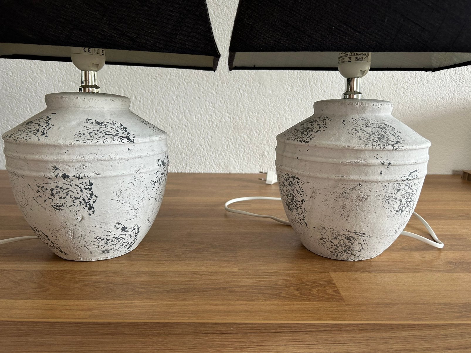 2 landelijke tafellampen betonlook keramiek, Ophalen of Verzenden, Zo goed als nieuw, Keramiek