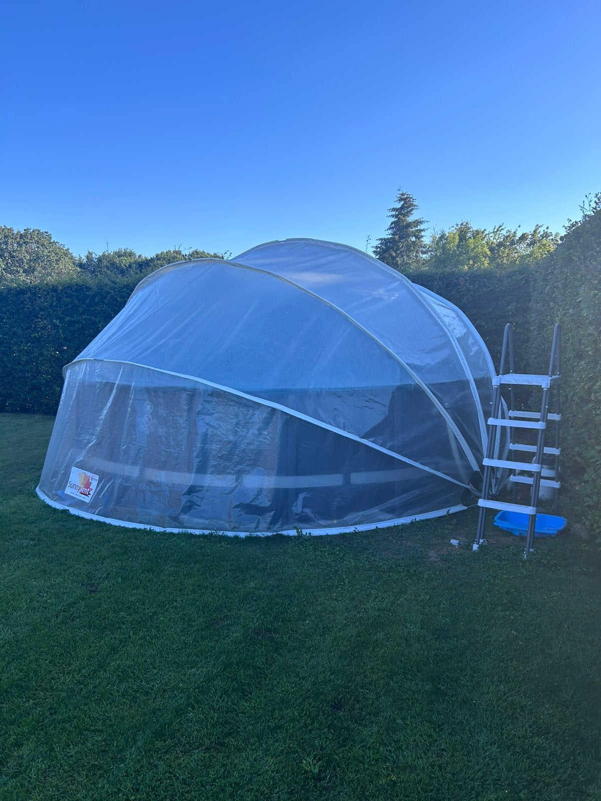 Intex ultra frame pool 488 x 122 cm incl. Sunny tent maat L, Ophalen, Gebruikt, Rond, Opzetzwembad