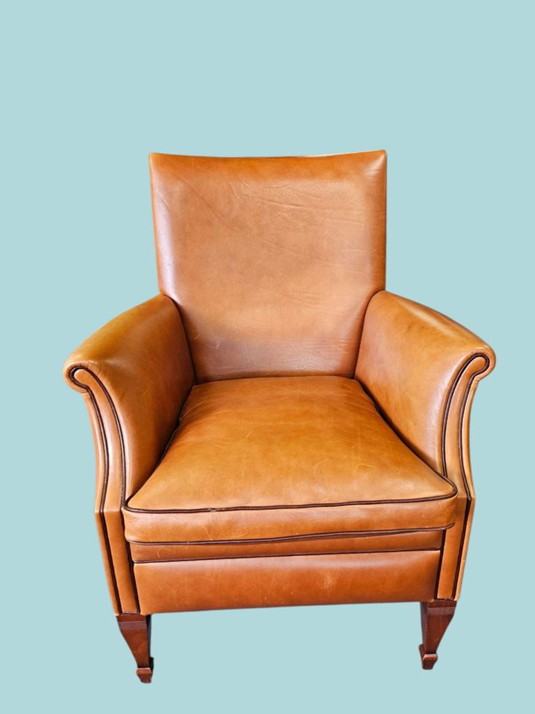Leren fauteuil in cognac kleur - Vintage stijl, Ophalen