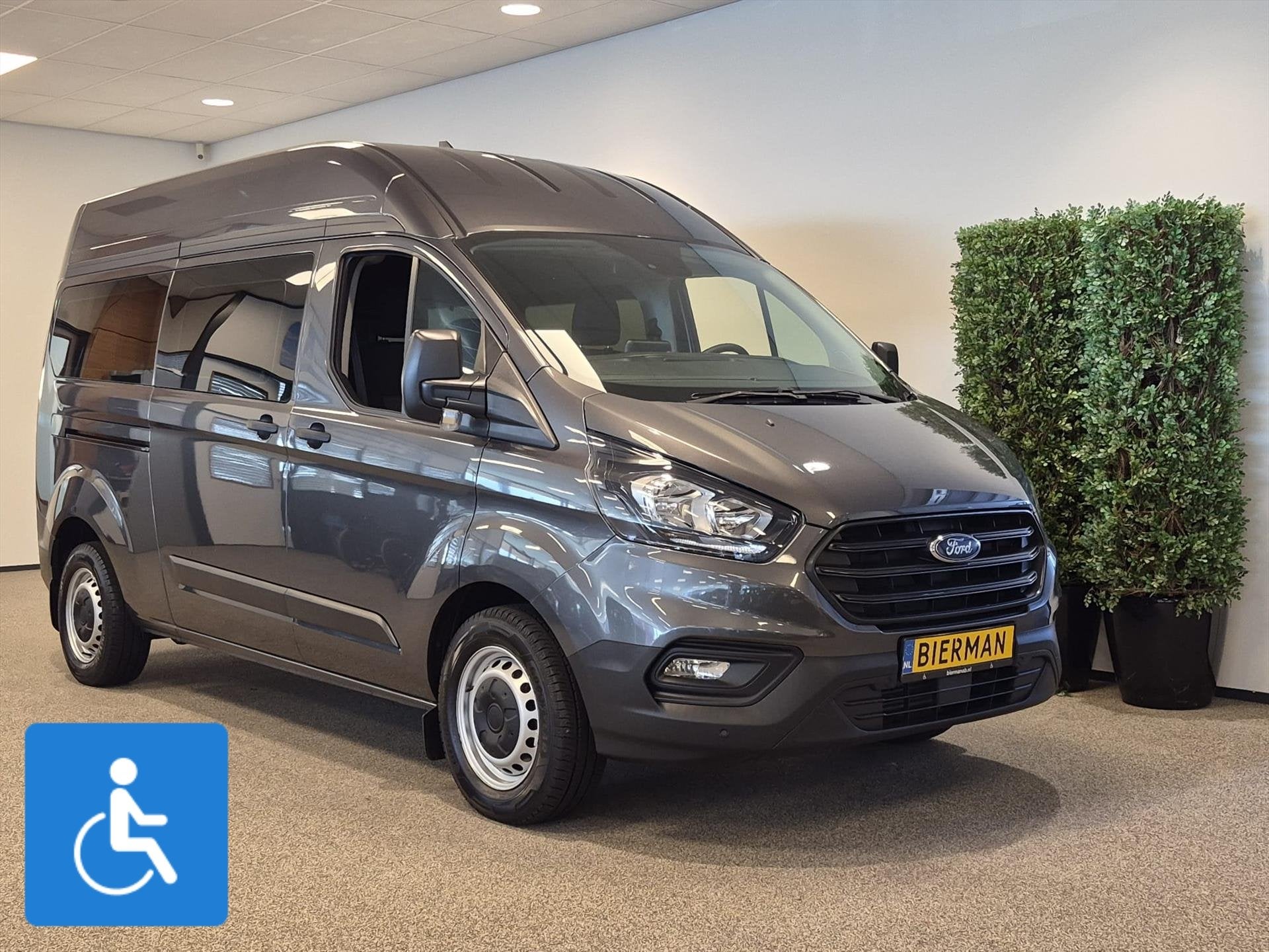 Ford Transit Custom L2H2 Rolstoelbus (extra airco achterin), Auto's, Elektrische ramen, 12 maanden, Stof, Zwart