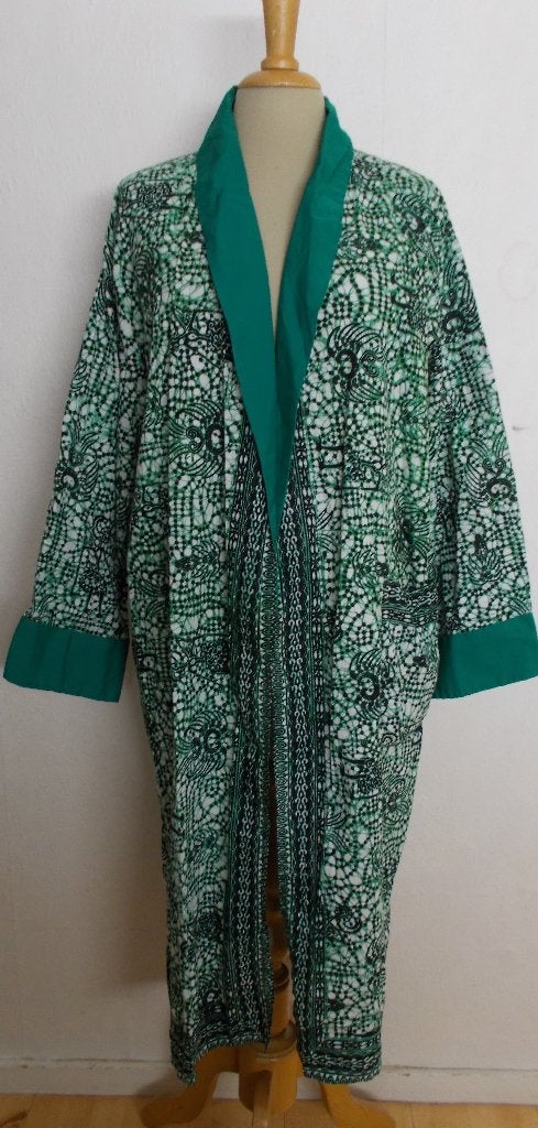 100% katoenen groene batik/Ibiza badjas! L, Verzenden, Zo goed als nieuw, Maat 42/44 (L)