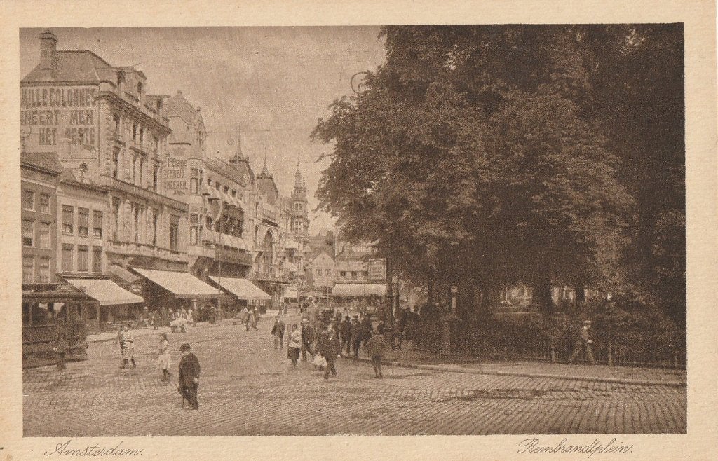 REMBRANDTPLEIN BEGIN 1900 ZEER MOOIE OUDE KAART KO47, Ophalen of Verzenden, Voor 1920, Ongelopen, Overige thema's