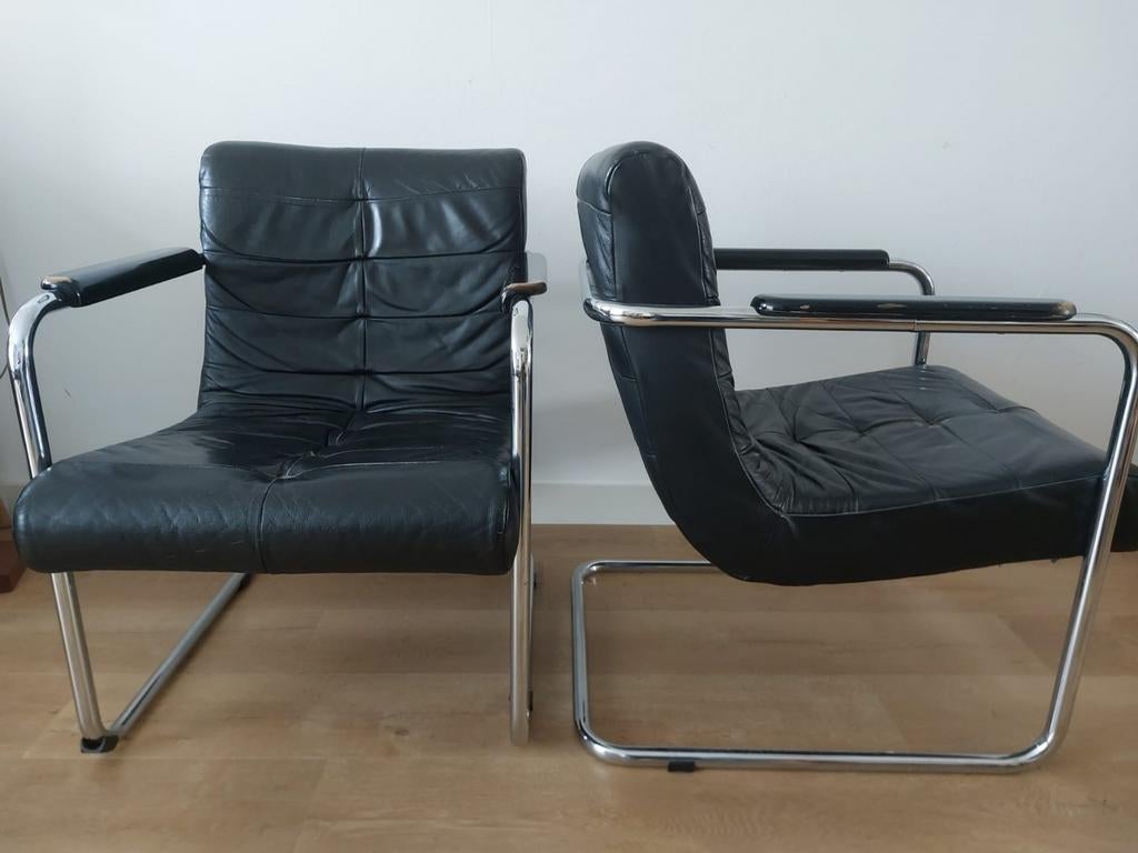 Machalke Crack fauteuils, Huis en Inrichting, Fauteuils, Leer, 50 tot 75 cm, 75 tot 100 cm, Ophalen