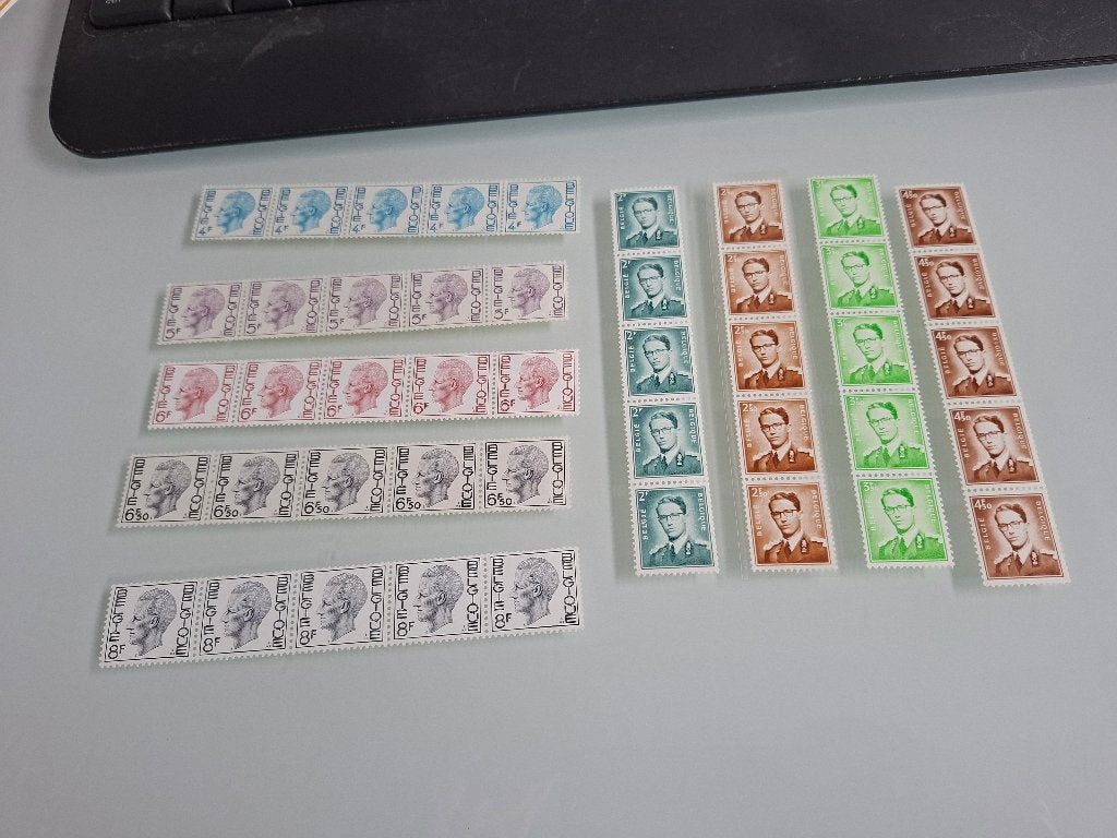 België, 9 strips rolzegels met nummers, Verzenden, Buitenland