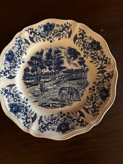 Vintage Sarreguemines Derby bord met landschap, Ophalen of Verzenden