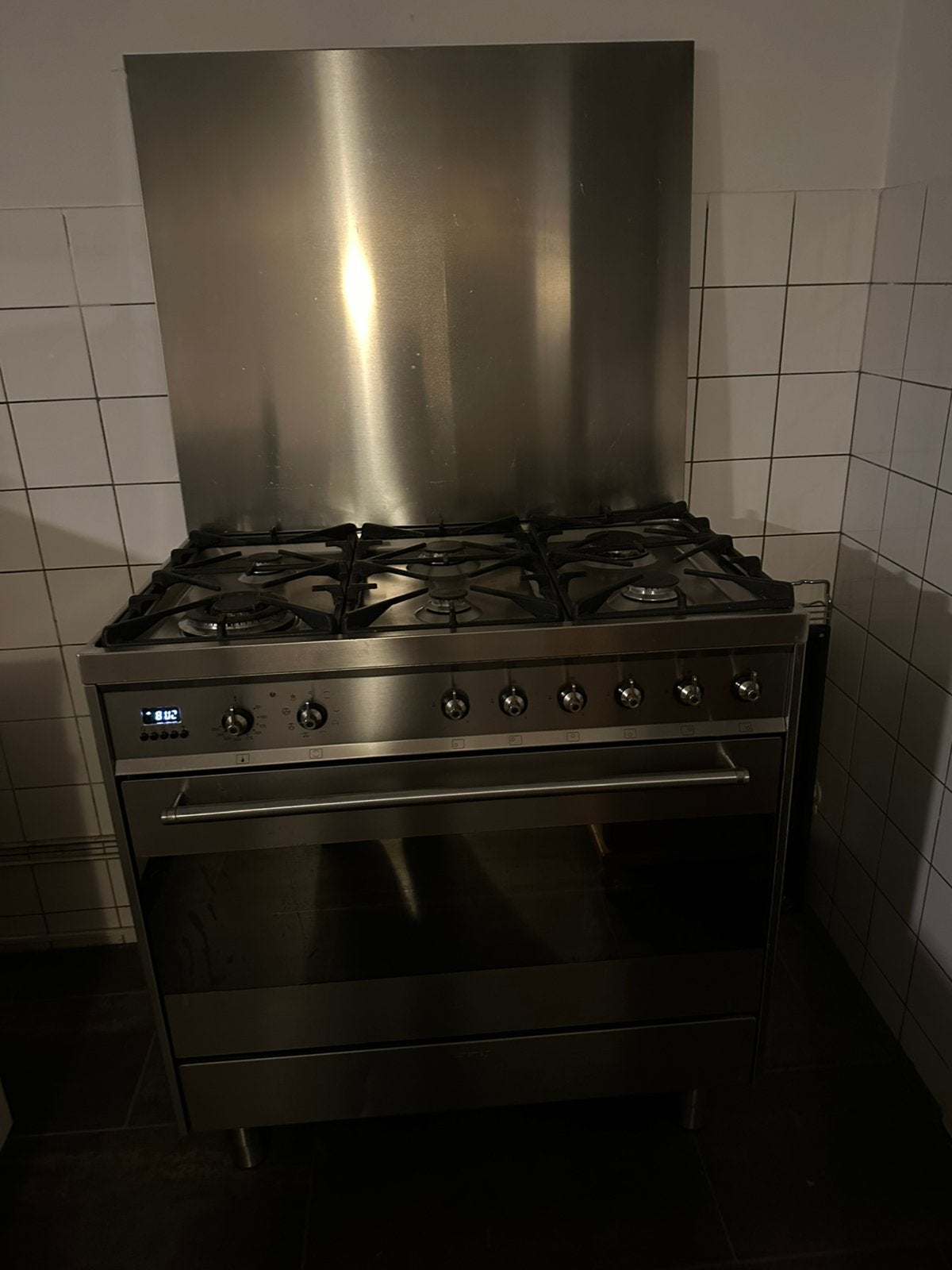 Rvs 6-pits gasfornuis, Ophalen, 60 cm of meer, Zo goed als nieuw, Gas