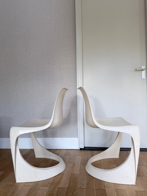 Vintage design 2x 1960 s Nielaus chair, Ophalen, Kunststof, Twee, Overige kleuren