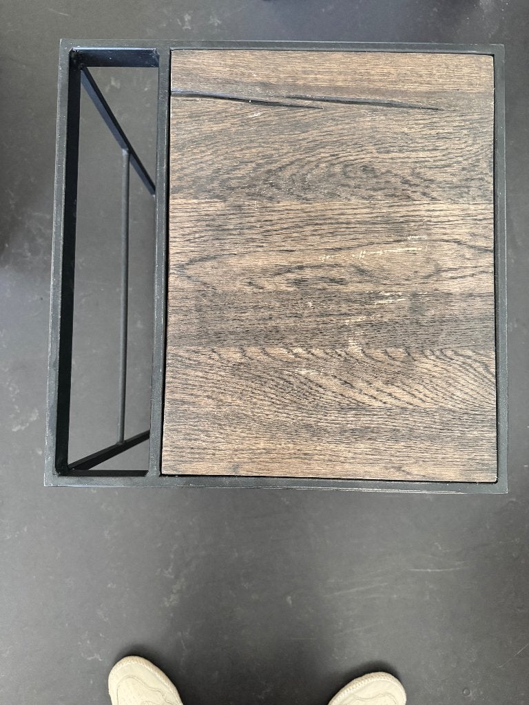 bijzet tafel hout en staal, Ophalen, Zo goed als nieuw