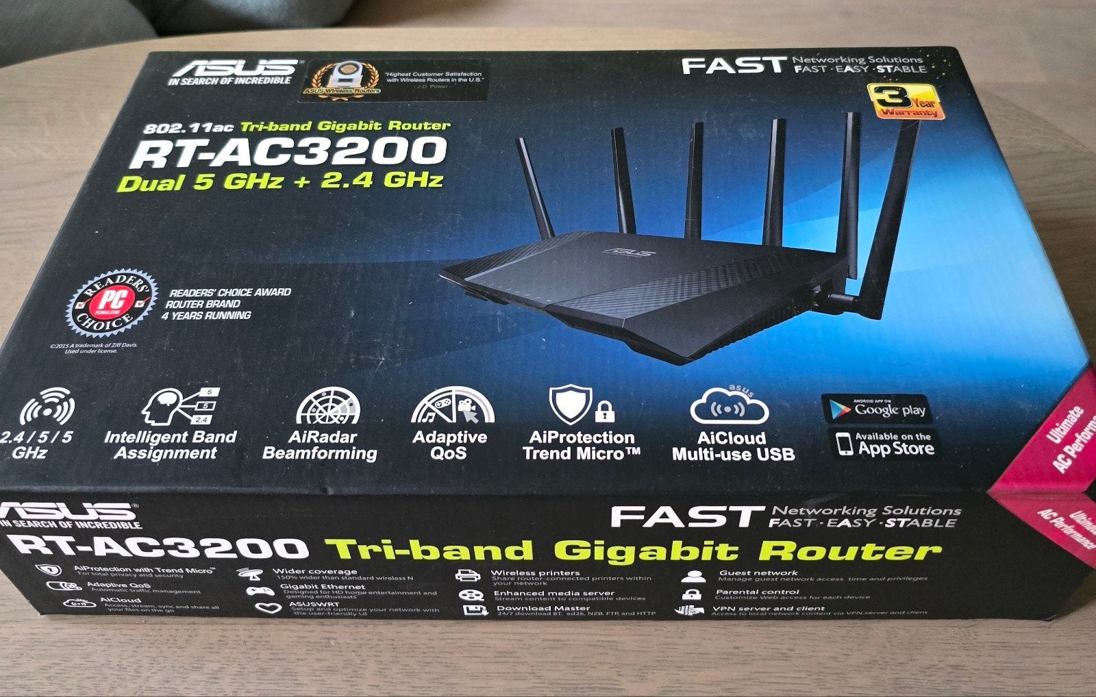 ASUS Router RT-AC3200 Tri-band Gigabit  - Zo goed als nieuw, Computers en Software, Ophalen of Verzenden, Zo goed als nieuw, Router