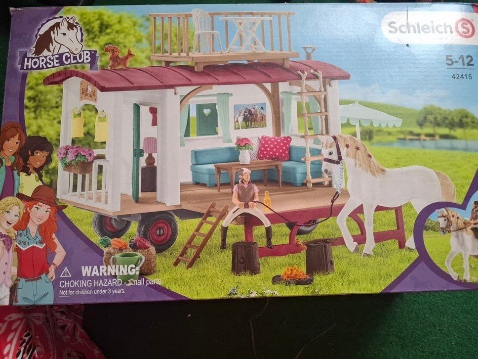 Schleich Horse Club Caravan met paard en accessoires, Ophalen, Zo goed als nieuw, Jongen of Meisje