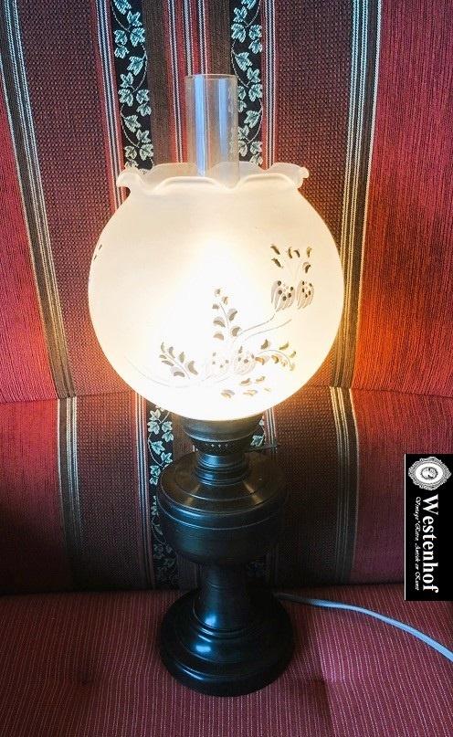 Brocante olielamp - tafellamp elektrische olie lamp antiek, Ophalen of Verzenden