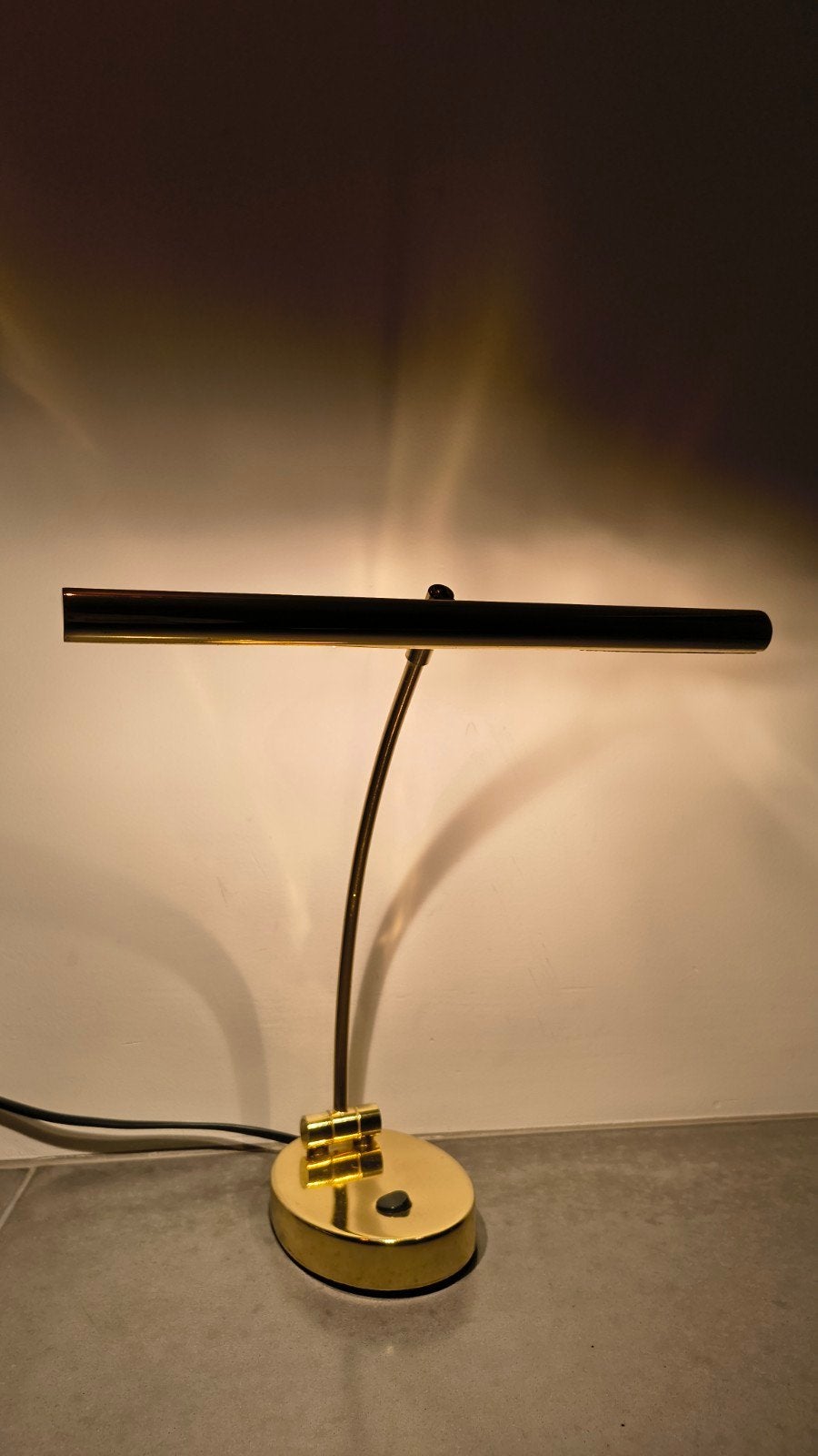 Gouden Pianolamp / Tafellamp - Verstelbaar, Huis en Inrichting, Ophalen, Bureaulamp, Goud, Metaal