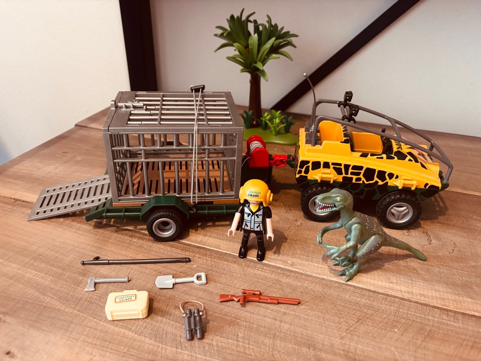 Playmobil Dinosaurus Set met Voertuig en Kooi, Ophalen of Verzenden, Gebruikt, Jongen of Meisje