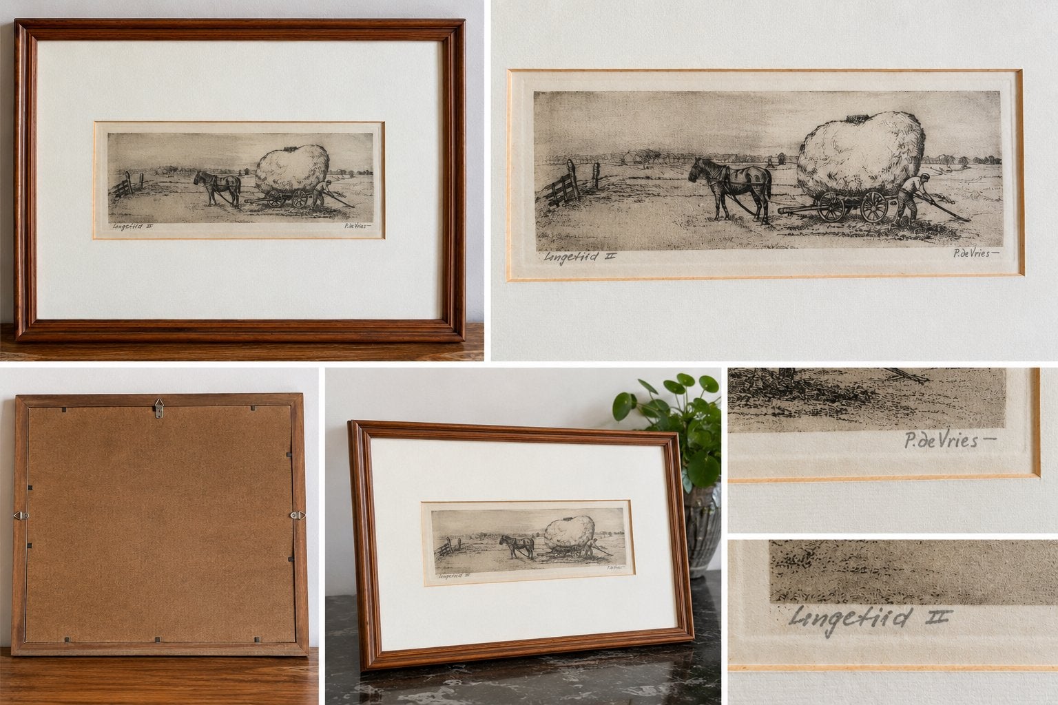Originele ets "Lungetiid II" - Piet de Vries (Fries kunstena, Antiek en Kunst, Dagelijks leven, Ophalen of Verzenden, Gesigneerd