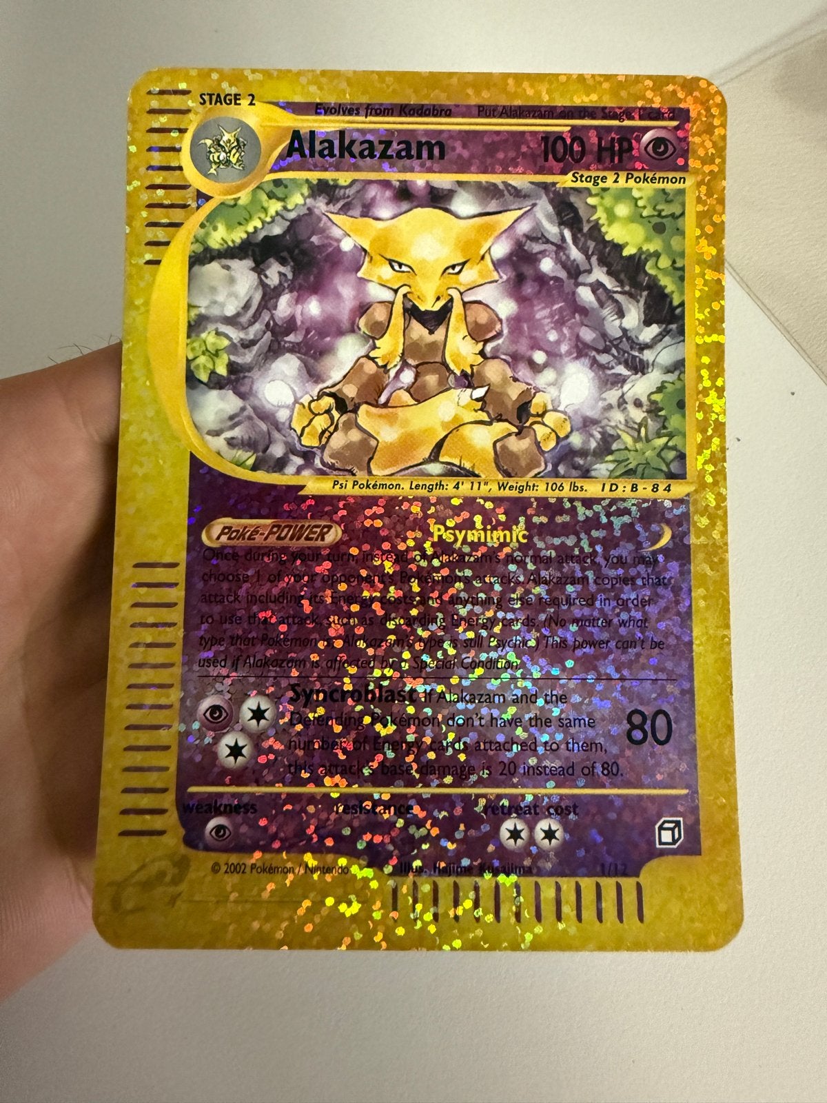 Alakazam Pokémon Kaart - Holo Foil 2002 Box Topper, Ophalen of Verzenden, Zo goed als nieuw, Losse kaart, Foil