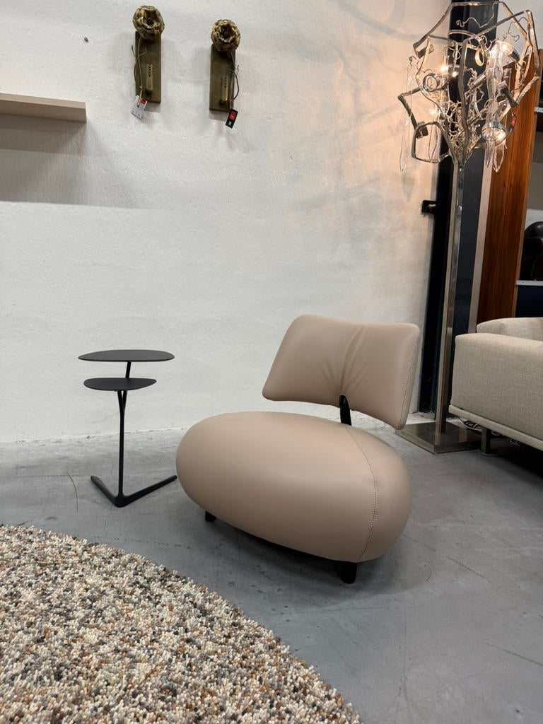 Nieuw Leolux Pallone Fauteuil Raffino leer Dove Stoel