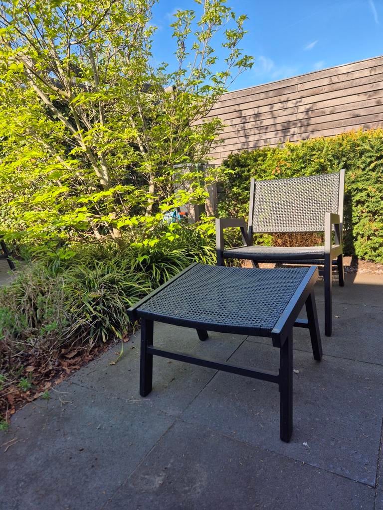 Comfortabele tuinstoel met bijpassende hocker, Ophalen, Hocker, 2 zitplaatsen