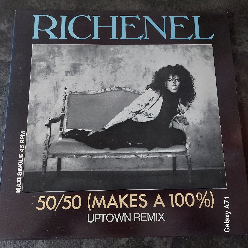 12 inch Maxisingel Richenel - 50/50 (Makes A 100%) 1987, Gebruikt, Ophalen of Verzenden, Fotohoes, Disco