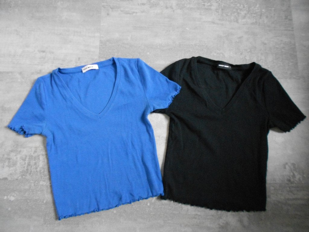 Setje Tally Weijl shirts/tops, zwart en blauw, maat XS/S, Tally Weijl, Zo goed als nieuw, Korte mouw, Maat 34 (XS) of kleiner