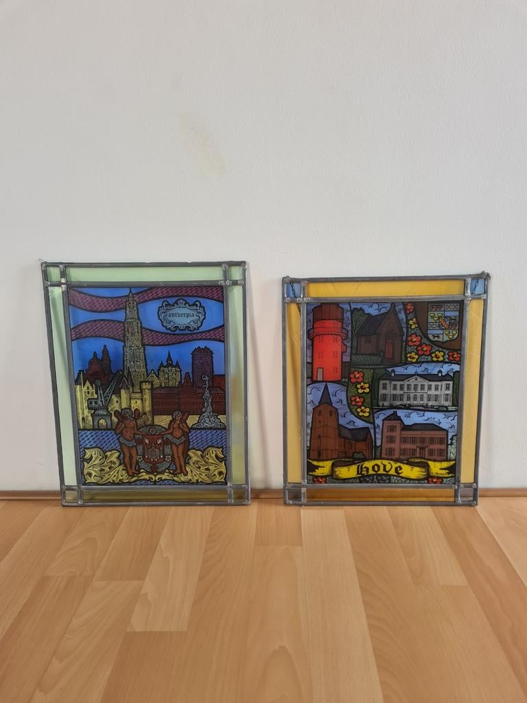 Glas in lood raamhanger set Antwerpen en Hove, Ophalen of Verzenden