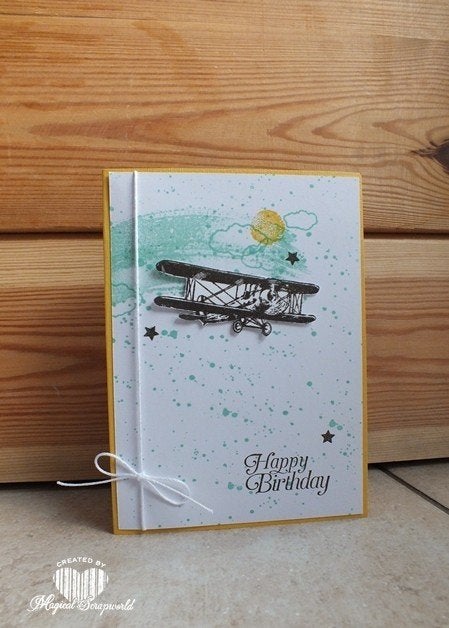 gestempelde kaart, Happy birthday vliegtuig, Ophalen of Verzenden, Nieuw, Overige thema's