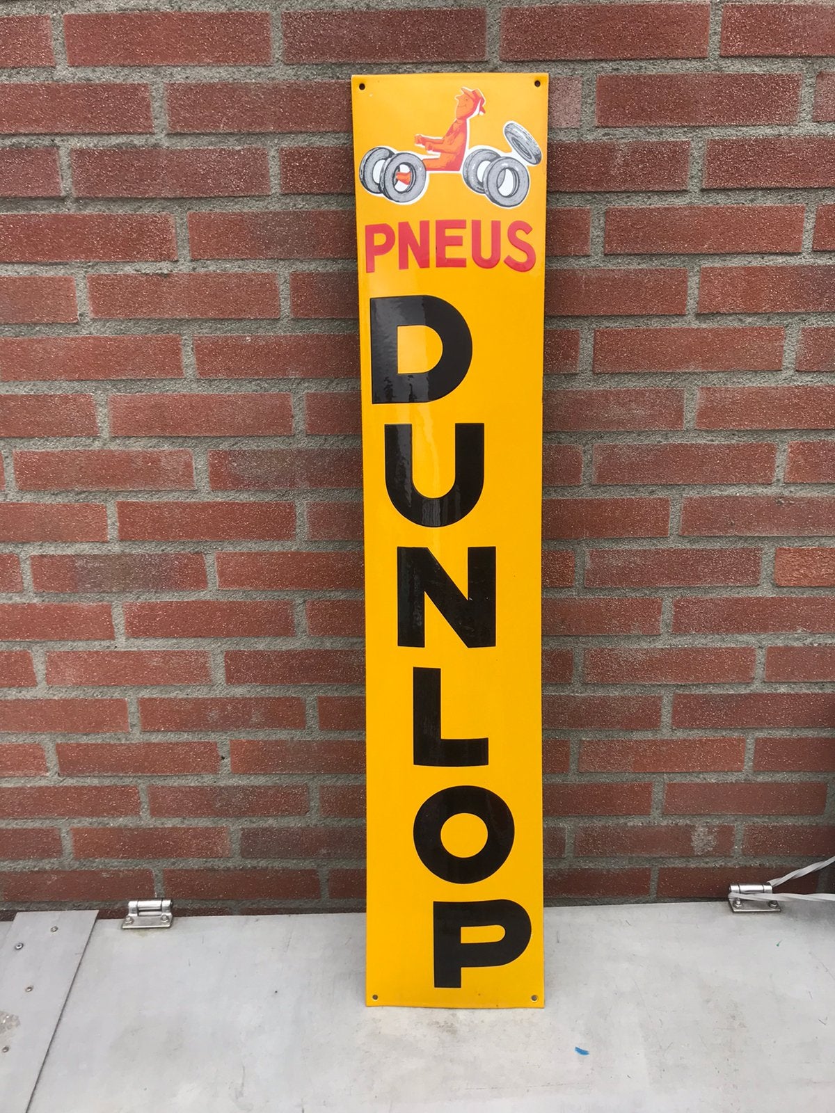 Dunlop banden emaille reclamebord, Ophalen, Gebruikt, Reclamebord