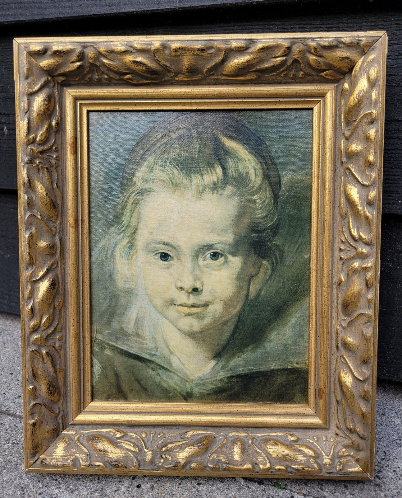 Schilderij naar Rubens 'Portret van een kind' in oude lijst, Antiek en Kunst, Ophalen of Verzenden