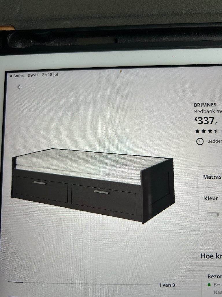 Brimnes bedbank Ikea, Huis en Inrichting, Slaapkamer | Bedden, Ophalen, Zwart, Tweepersoons, Zo goed als nieuw