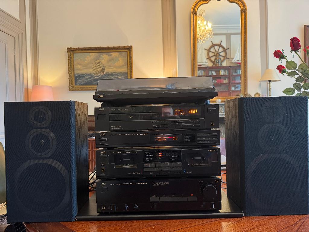 JVC Stereo Toren Set Platenspeler Cassette CD TUNER  ’80 '90, Ophalen, Gebruikt, JVC, Losse componenten