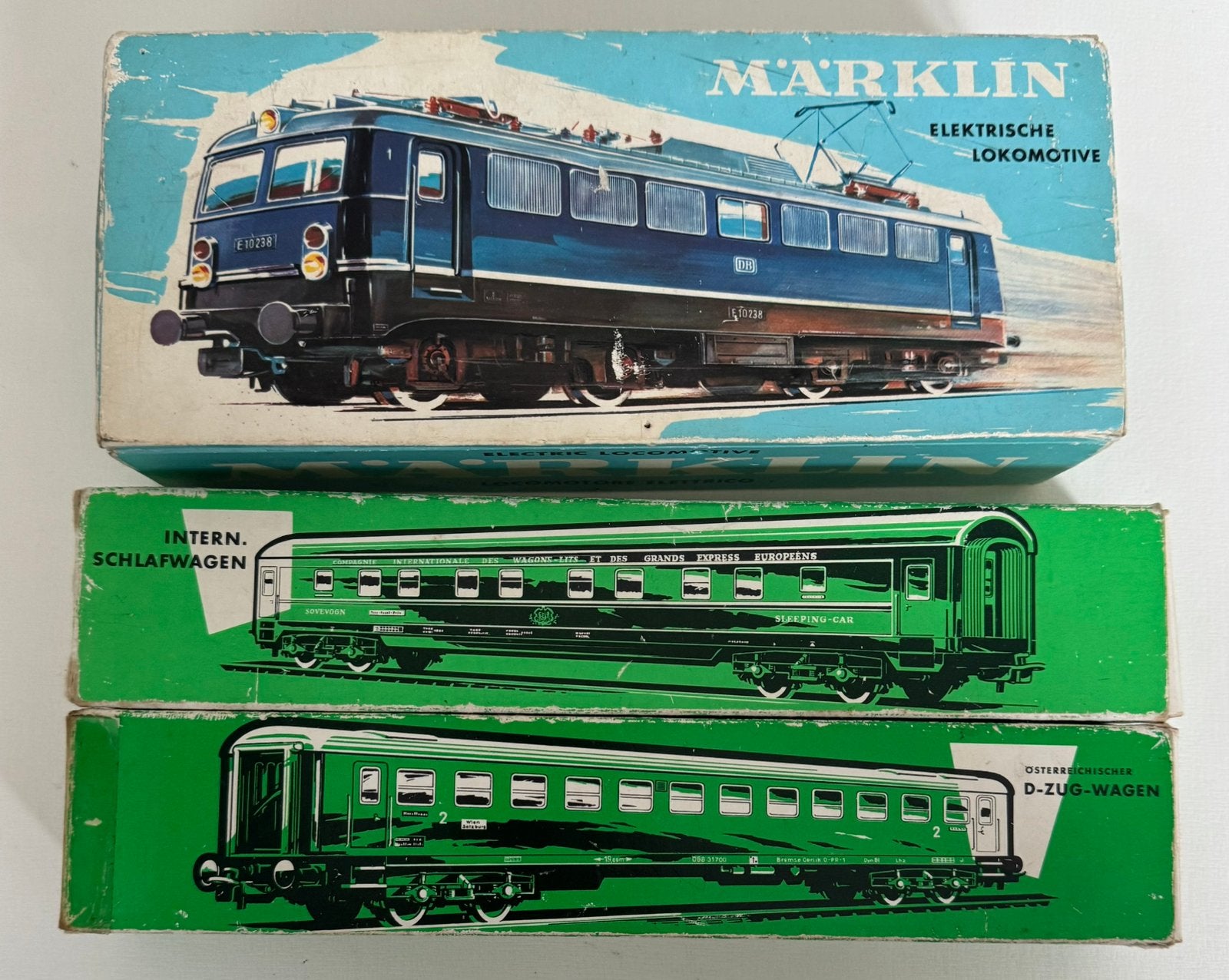 Marklin 3040 locomotief met 2 wagons 4029 en 4033, Wisselstroom, Gebruikt, Locomotief, .