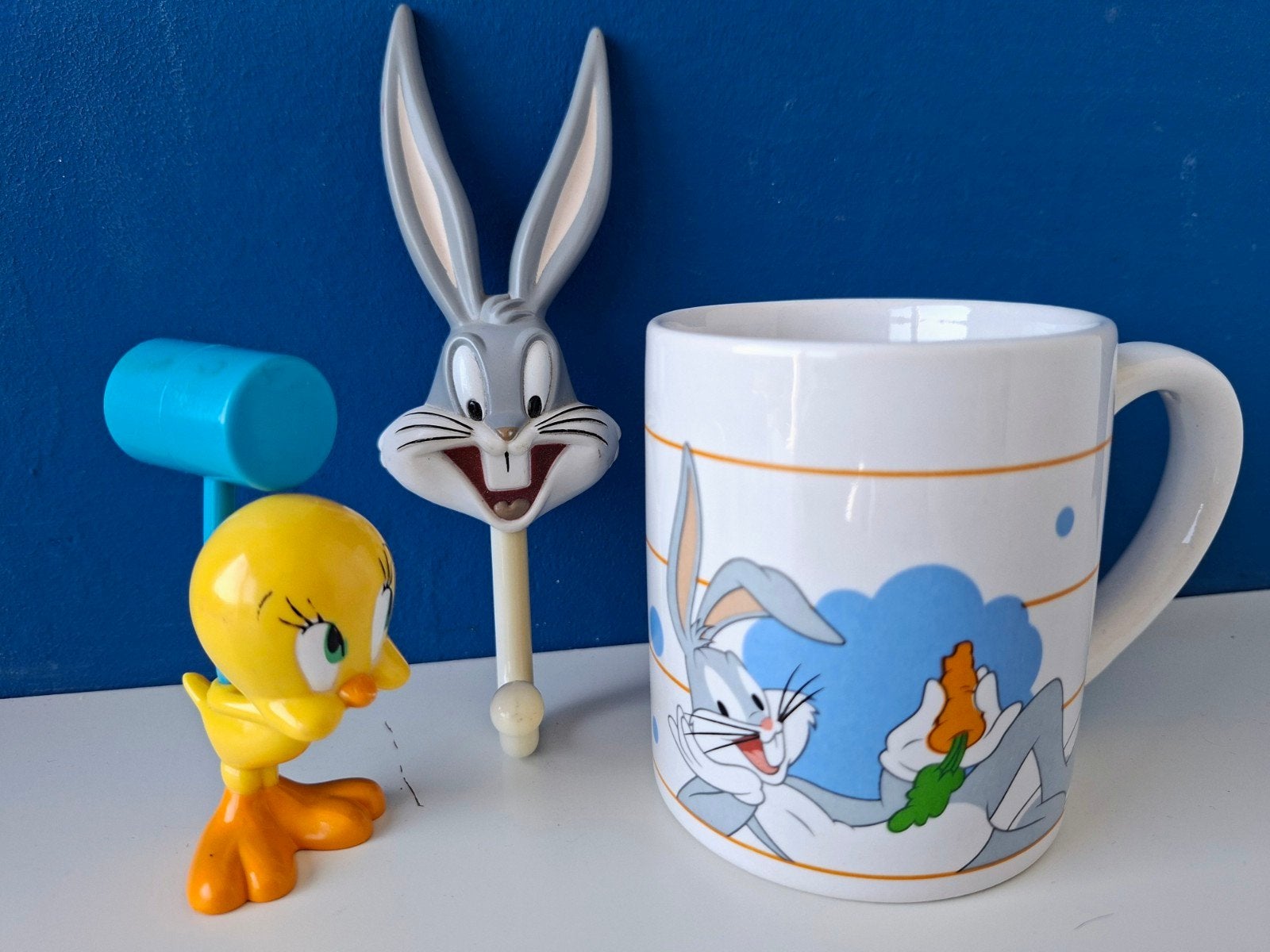 Vintage Looney Tunes/Tweety Bird & Bugs Bunny, Ophalen of Verzenden, Looney Tunes, Gebruikt, Gebruiksvoorwerp