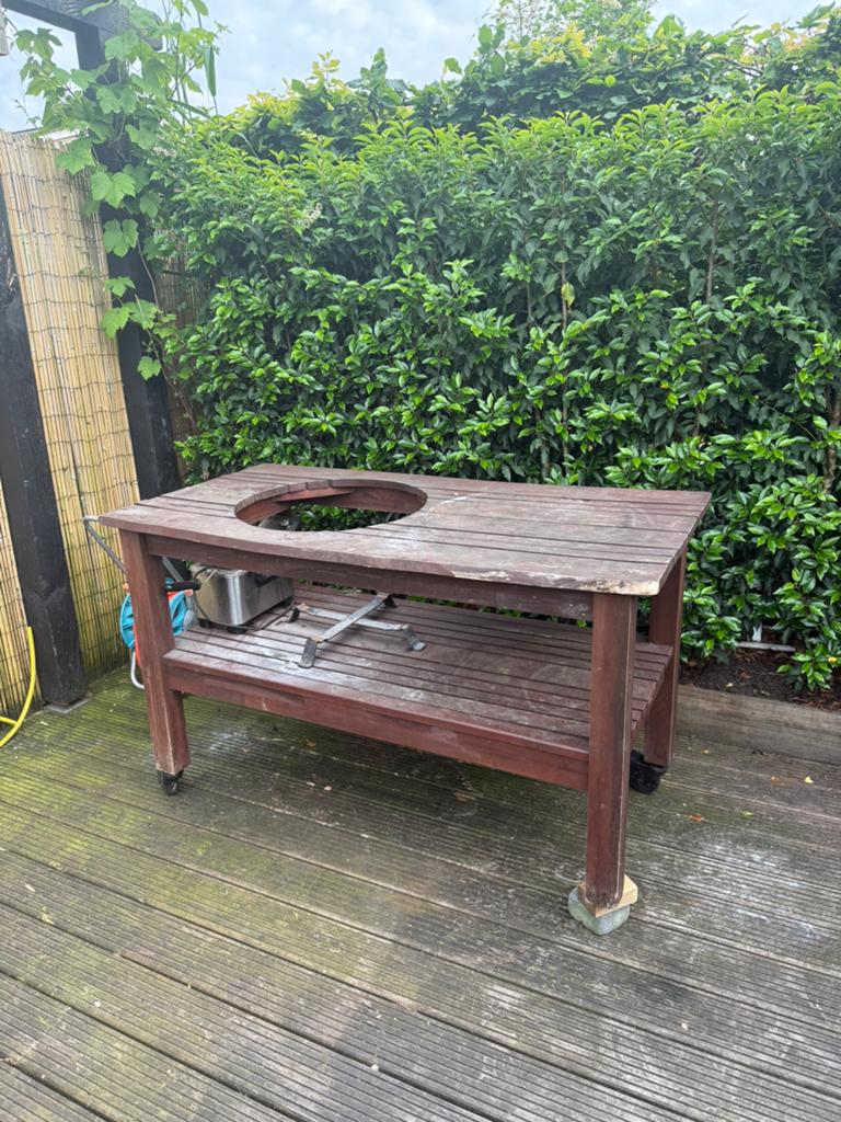 Big green Egg tafel, Tuin en Terras, Buitenkeukens, Ophalen, Gebruikt, Houtskool, Vrijstaand