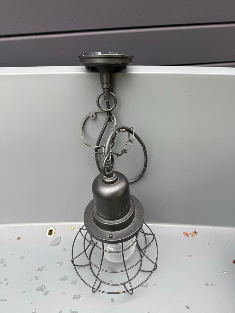 Qazqa Landelijke Buiten Hanglamp Zwart - Moreno (IP44), Ophalen of Verzenden, Zo goed als nieuw, Metaal