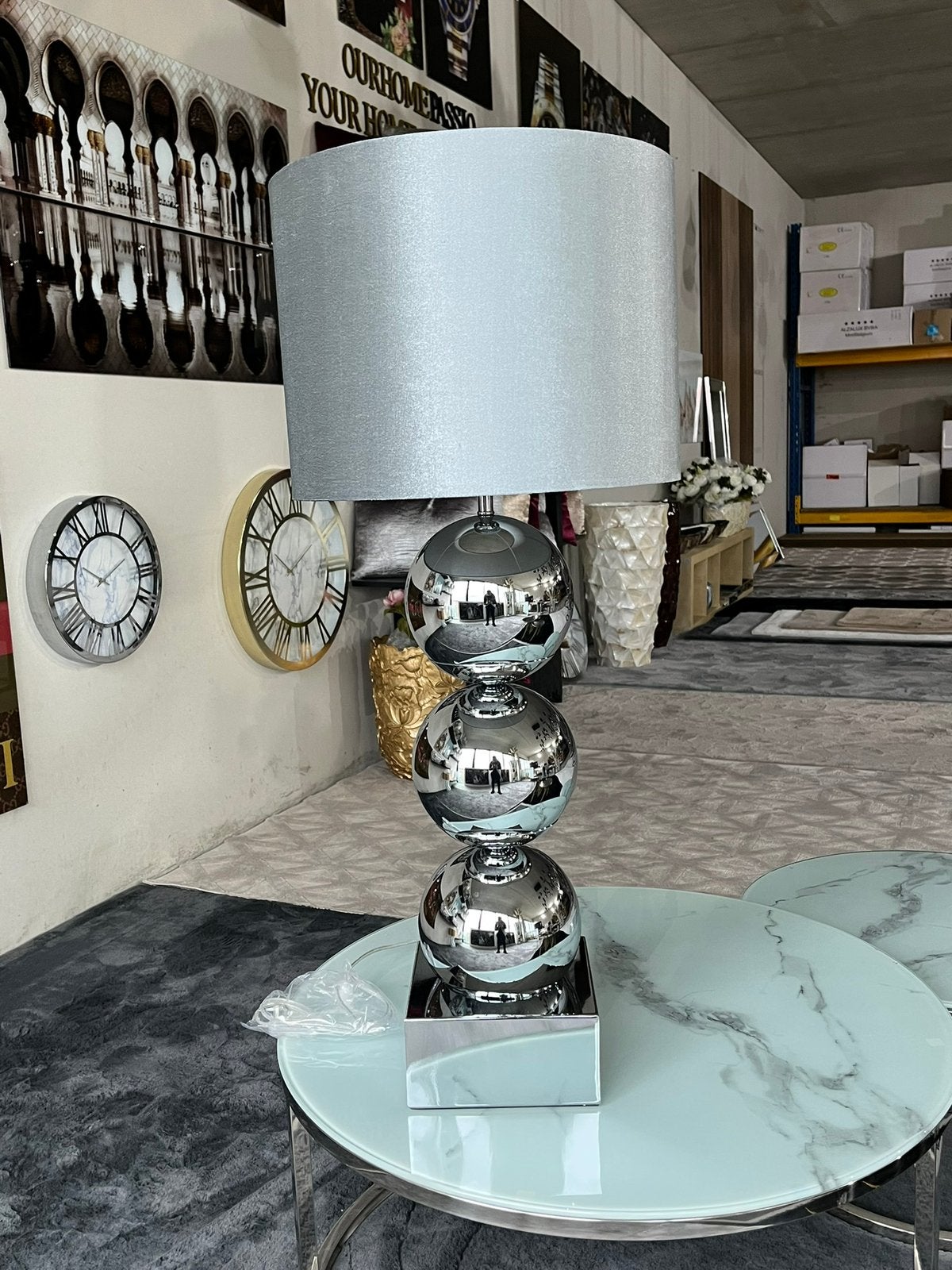 ERIC KUSTER VLOERLAMP CHROME ZILVER VELVET KAP 95CM 3 BOL, Huis en Inrichting, Ophalen of Verzenden, Zo goed als nieuw, 75 cm of meer