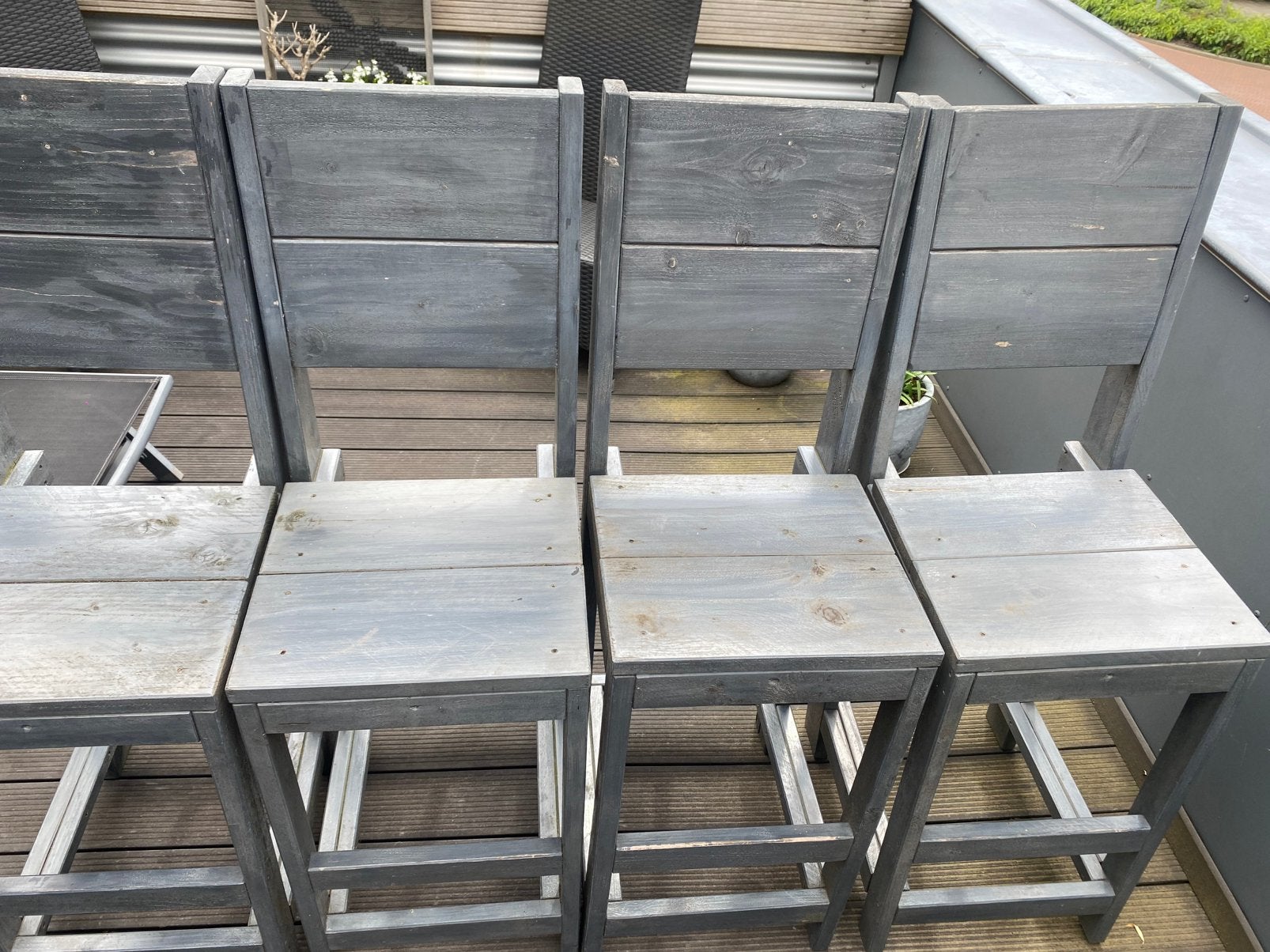 Barkrukken grijs antraciet, Tuin en Terras, Tuinsets en Loungesets, Gebruikt, Ophalen of Verzenden, 8 zitplaatsen, Stoel