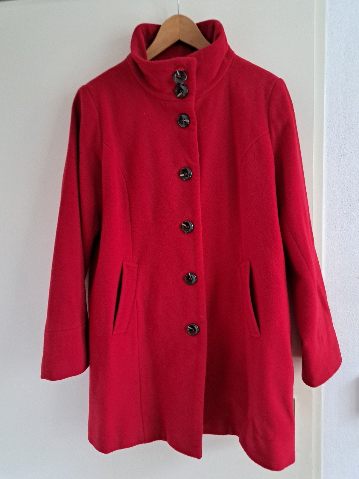 dames winterjas, rood maat 42, Ophalen of Verzenden, Zo goed als nieuw, Maat 42/44 (L), Rood