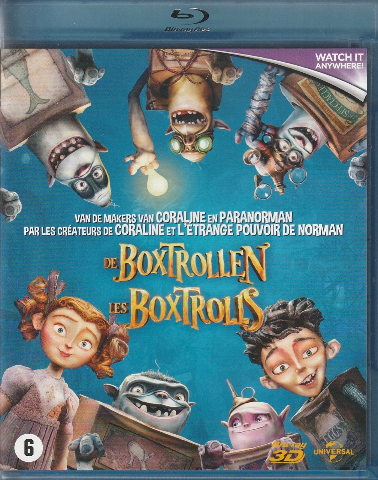 De Boxtrollen (2014) NL Blu-ray 3D + 2D, Cd's en Dvd's, Blu-ray, Zo goed als nieuw, Tekenfilms en Animatie, Ophalen of Verzenden