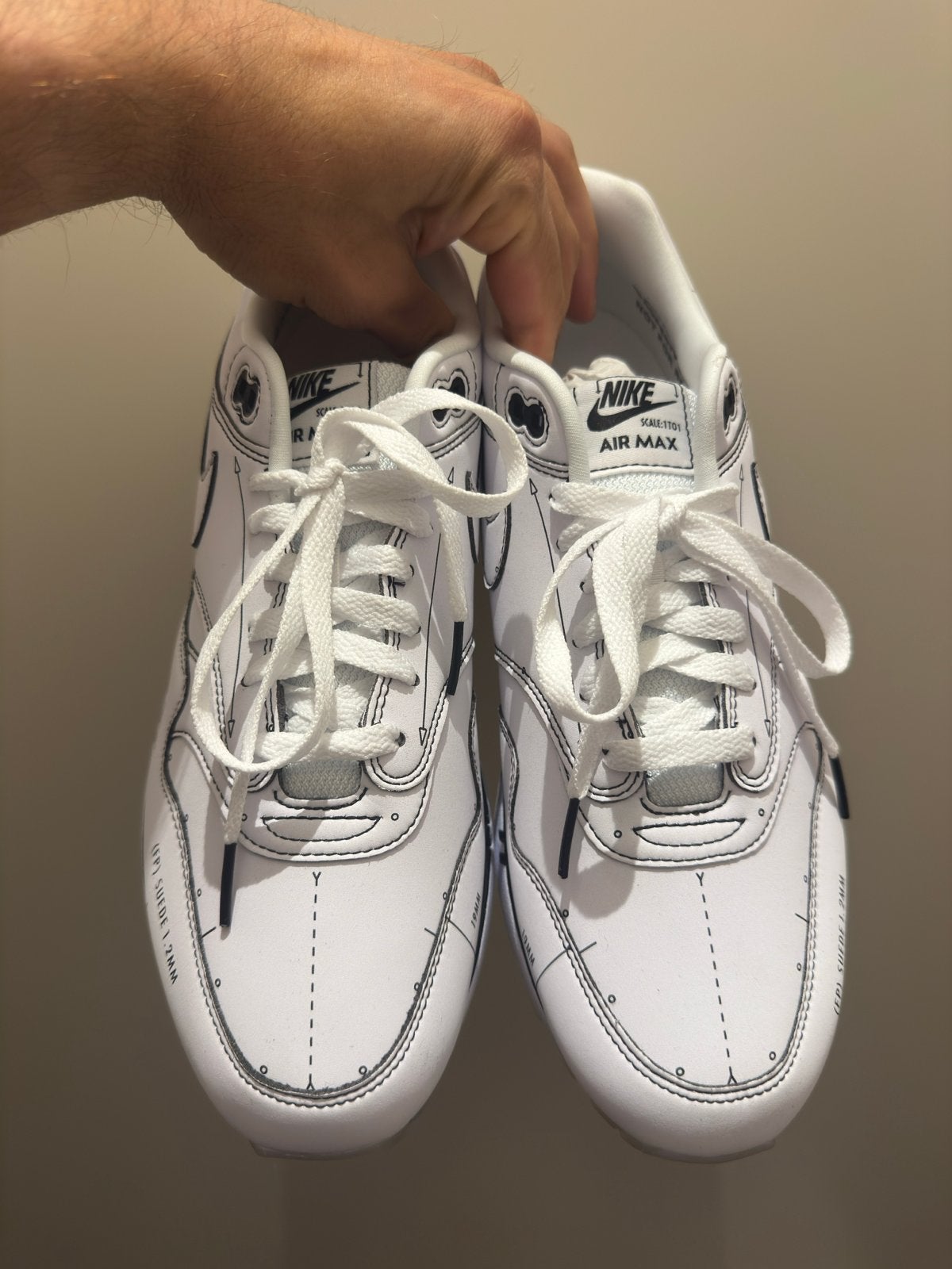 Nike Air Max 1 Tinker Schematic White - Maat 44,5, Verzenden, Nieuw, Wit, Sneakers of Gympen