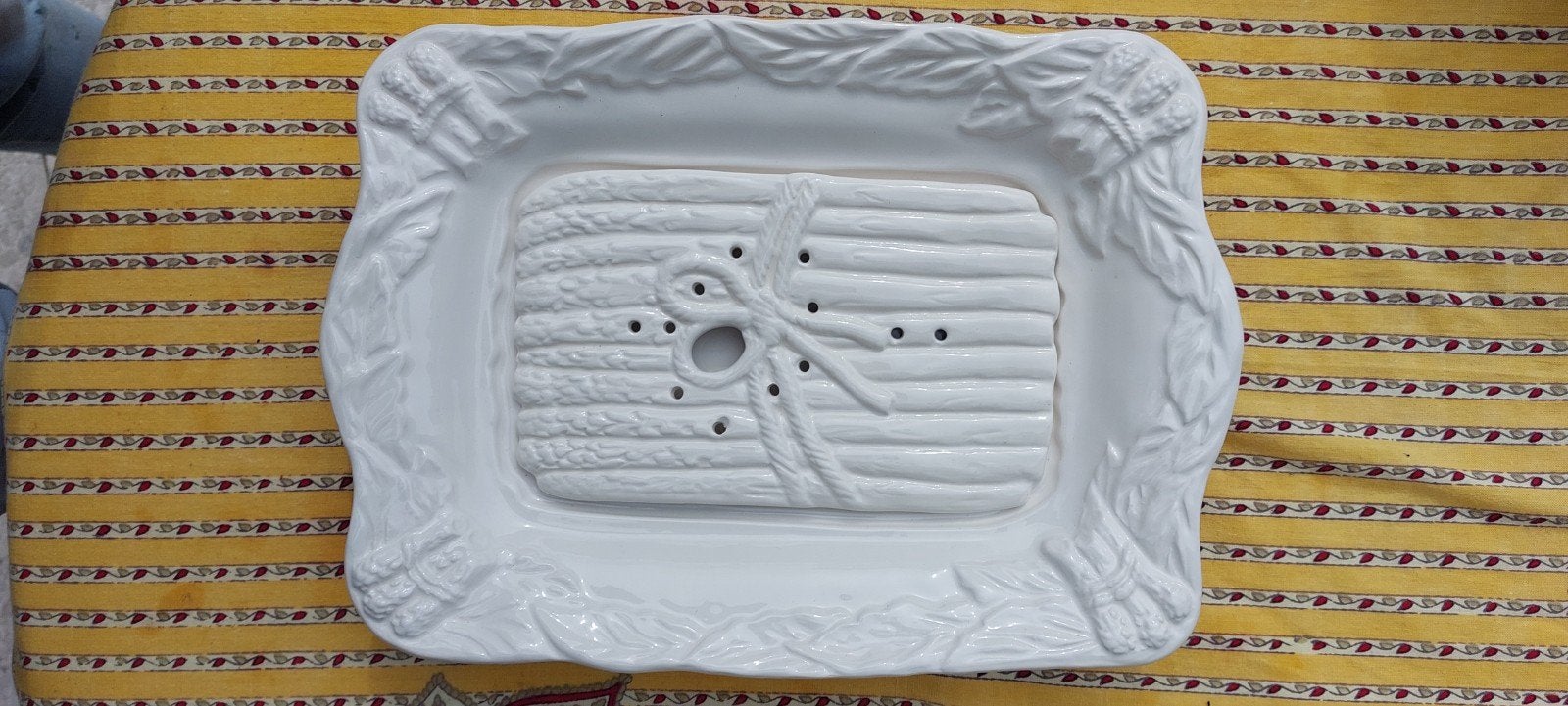 Franse vintage aspergeschaal met uitlekplateau., Antiek en Kunst, Ophalen